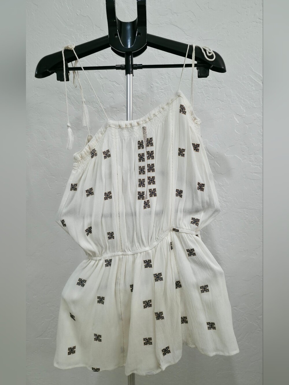 Freeway White One-Shoulder Dress with Black Motifs